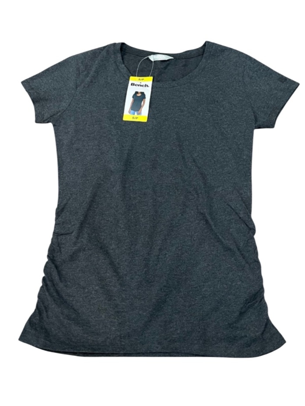 NWT Bench Logo Short Sleeve T- Shirt with Ruching Grey Size Small